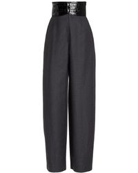 Alaïa - Belted High-waisted Wool Pants - Lyst