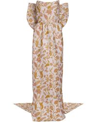 Markarian Evora Bow-detailed Floral Brocade Strapless Gown - Multicolour
