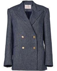Carolina Herrera - Double-Breasted Linen-Cashmere Blend Blazer - Lyst