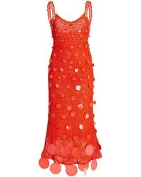 Oscar de la Renta - Exclusive Paillette-sequined Crocheted Cotton Midi Dress - Lyst