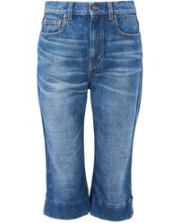 Chloé - High-Rise Denim Capri Shorts - Lyst