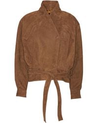 ROTATE BIRGER CHRISTENSEN - Belted Suede Bomber Jacket - Lyst