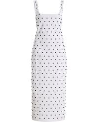 Carolina Herrera - Polka-Dot Beaded Knit Midi Dress - Lyst