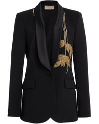 Elie Saab - Embroidered Cady And Satin Single-breasted Blazer - Lyst
