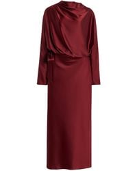 STAUD - Phoebe Draped Silk Maxi Dress - Lyst