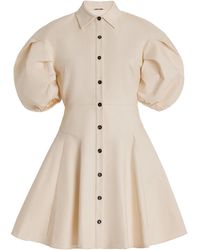 Alexis - Joan Puff Sleeve Stretch Cotton Mini Shirt Dress - Lyst