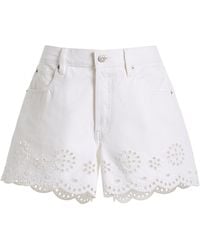 FRAME - The Long Hang Eyelet Cotton Shorts - Lyst