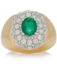 Yvonne Léon - 18k Yellow Gold Emerald, Diamond Ring - Lyst