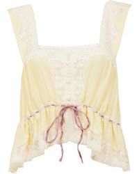 Chloé - Lace-Trimmed Silk Habotai Crop Top - Lyst