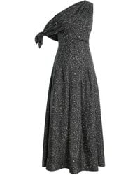 Oscar de la Renta - One-Shoulder Silk Midi Scarf Dress - Lyst
