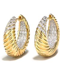 Yvonne Léon - Godron 18k Yellow Gold Diamond Hoop Earrings - Lyst