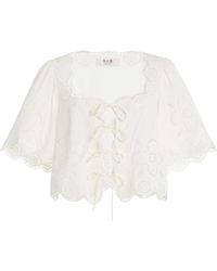 Sea - Babette Eyelet Cotton Tie-Front Top - Lyst