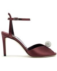 Jimmy Choo - Sacora Crystal-Embellished Satin Sandals - Lyst