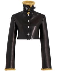 KHAITE - Jodie Shearling-Trimmed Leather Jacket - Lyst