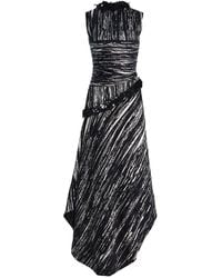 Brandon Maxwell - The Fiora Draped Pleated Satin Maxi Dress - Lyst