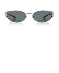 Gucci - Oval-Frame Metal Sunglasses - Lyst