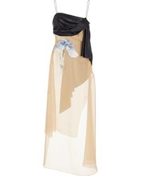 Givenchy - Sash-detailed Iris-embroidered Silk Midi Dress - Lyst