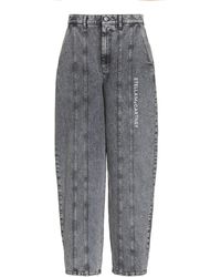Stella McCartney Embroidered Galaxy-wash Stretch High-rise Tapered-leg Jeans - Grey