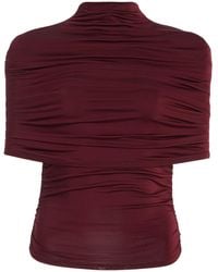 LAPOINTE - Ruched Jersey Mock-Neck Top - Lyst