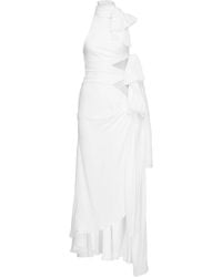 Alaïa - Bow-Detailed Asymmetric Midi Dress - Lyst