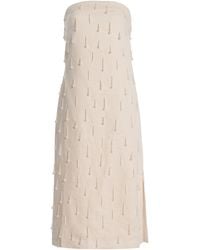 ANDRES OTALORA - Exclusive Coquetas Embellished Linen Midi Dress - Lyst