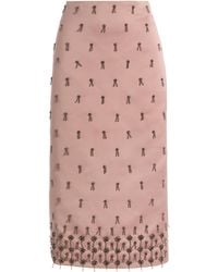 Alexis - Luisa Beaded Satin Midi Skirt - Lyst