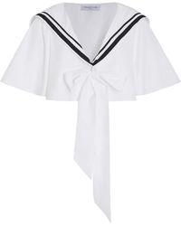 Franchise - Exclusive Coco Cropped Cotton Poplin Sailor Top - Lyst