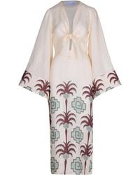 Johanna Ortiz - Sailing Flags Tie-Detailed Linen Midi Dress - Lyst