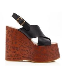 Chloé - Maxime Carved Leather Wedge Sandals - Lyst