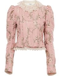 Chloé - Baroque Silkblend Taffeta Jacket With Floral Jacquard - Lyst