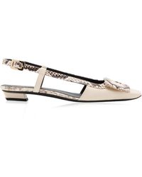 Roger Vivier - Belle Vivier Python-Effect Leather Slingback Flats - Lyst