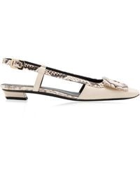 Roger Vivier - Belle Vivier Python-Effect Leather Slingback Flats - Lyst
