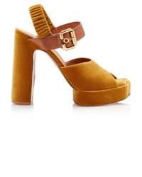 Chloé - Aria Velvet Platform Sandals - Lyst