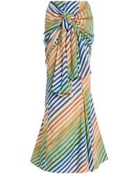 Christopher John Rogers - Crayon-Striped Cotton-Poplin Sarong Skirt - Lyst