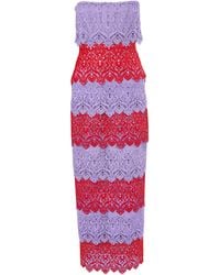 Carolina Herrera - Strapless Lace Maxi Dress - Lyst