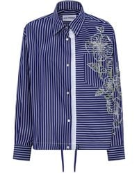 DES_PHEMMES - Hibiscus-embroidered Cotton Shirt - Lyst