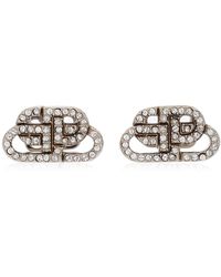 Balenciaga - Xs Bb Crystal-embellished Silver-tone Earrings - Lyst