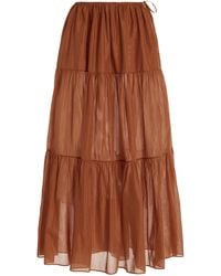 Moré Noir - Juna Tiered Cotton-Silk Voile Maxi Skirt - Lyst