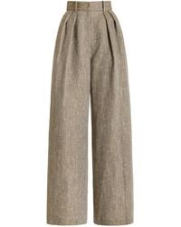 Brandon Maxwell - Herringbone Linen-silk Wide-leg Pants - Lyst