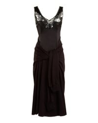 Balenciaga - Hybrid Lace-trimmed Silk Midi Slip Dress - Lyst