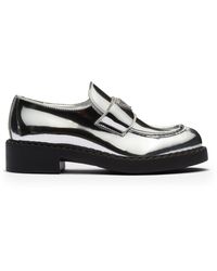 Prada - Metallic Leather Loafers - Lyst