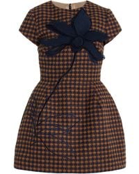 Oscar de la Renta - Embroidered Tweed Mini Dress - Lyst