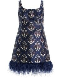 Cara Cara - Carlie Feather-Trimmed Jacquard Mini Dress - Lyst