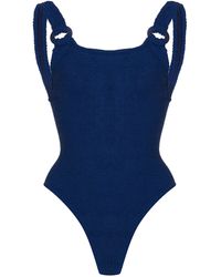 Hunza G - Domino Seersucker One-piece Swimsuit - Lyst