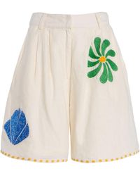 Cala De La Cruz - Sia Embroidered Linen Shorts - Lyst