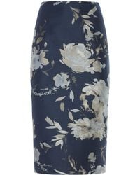 Ralph Lauren - Whitley Floral Linen Taffeta Midi Skirt - Lyst