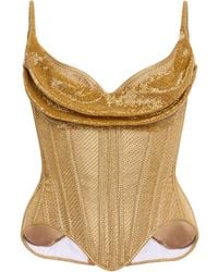Wiederhoeft - Salon Draped Lamé Corset - Lyst