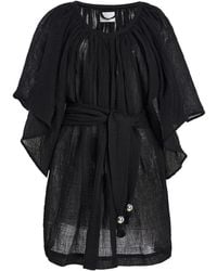 Lisa Marie Fernandez - Angel-Sleeve Linen-Blend Gauze Mini Dress - Lyst