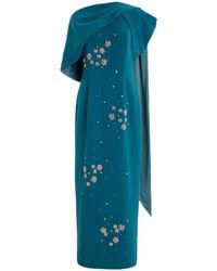 Huishan Zhang - Isolde Cape-Detailed Crystal-Embellished Crepe Gown - Lyst