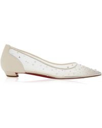 Christian Louboutin - Miss Z Embellished Mesh Flat Pumps - Lyst